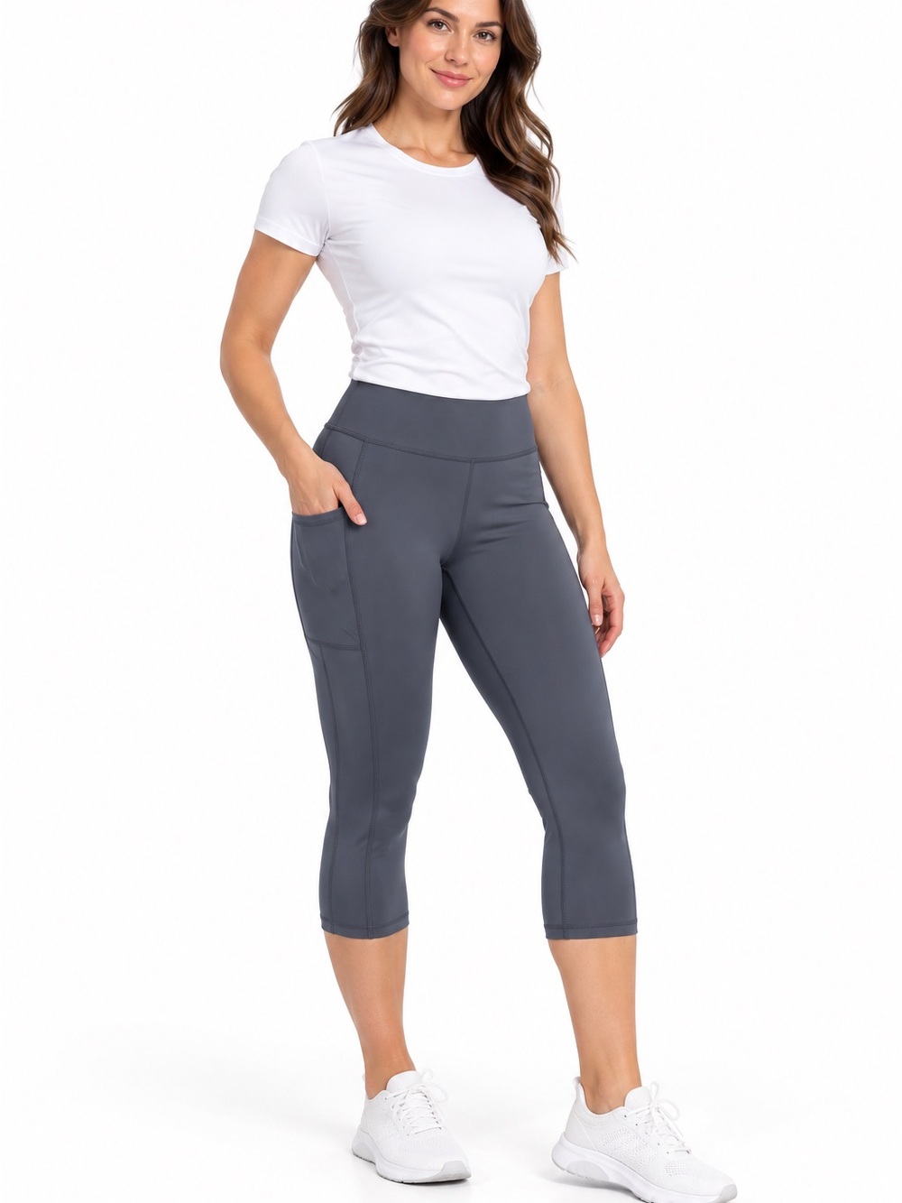 Ideology Women's Gray High-Waist Capri Active Pants